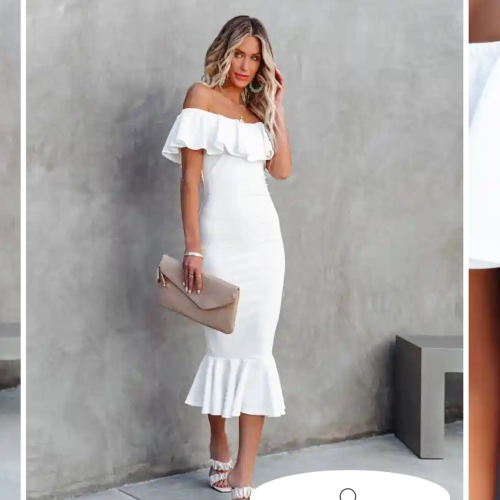 white ruffle party dress